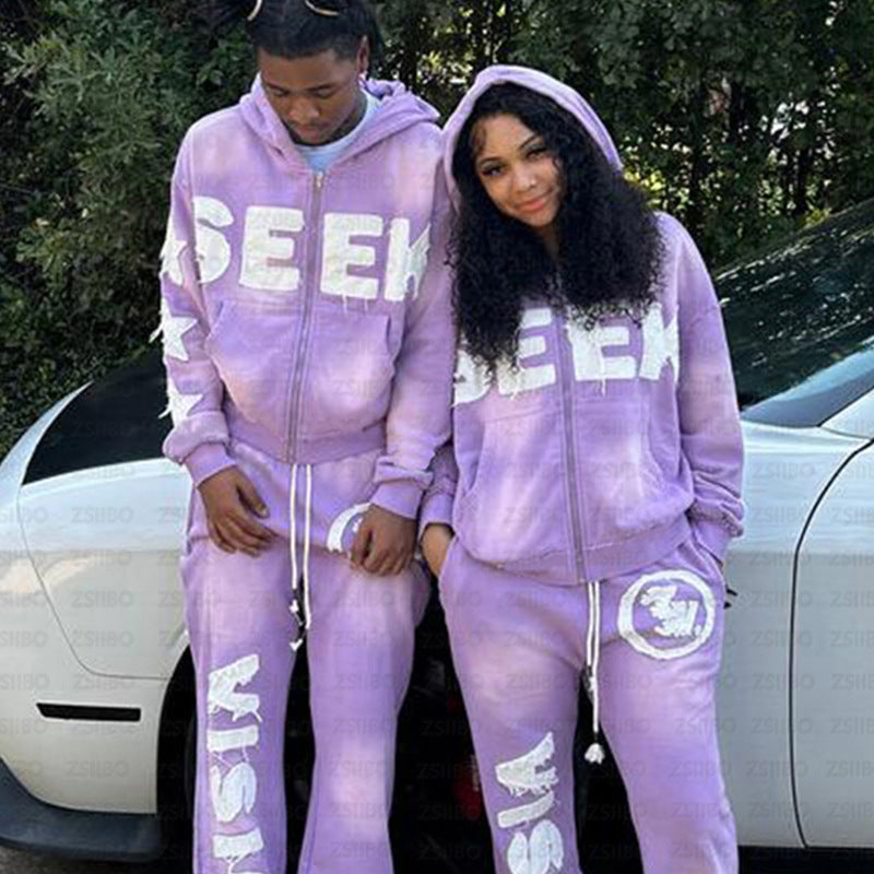 Retro Letter Digital Print Hooded Sweatshirts