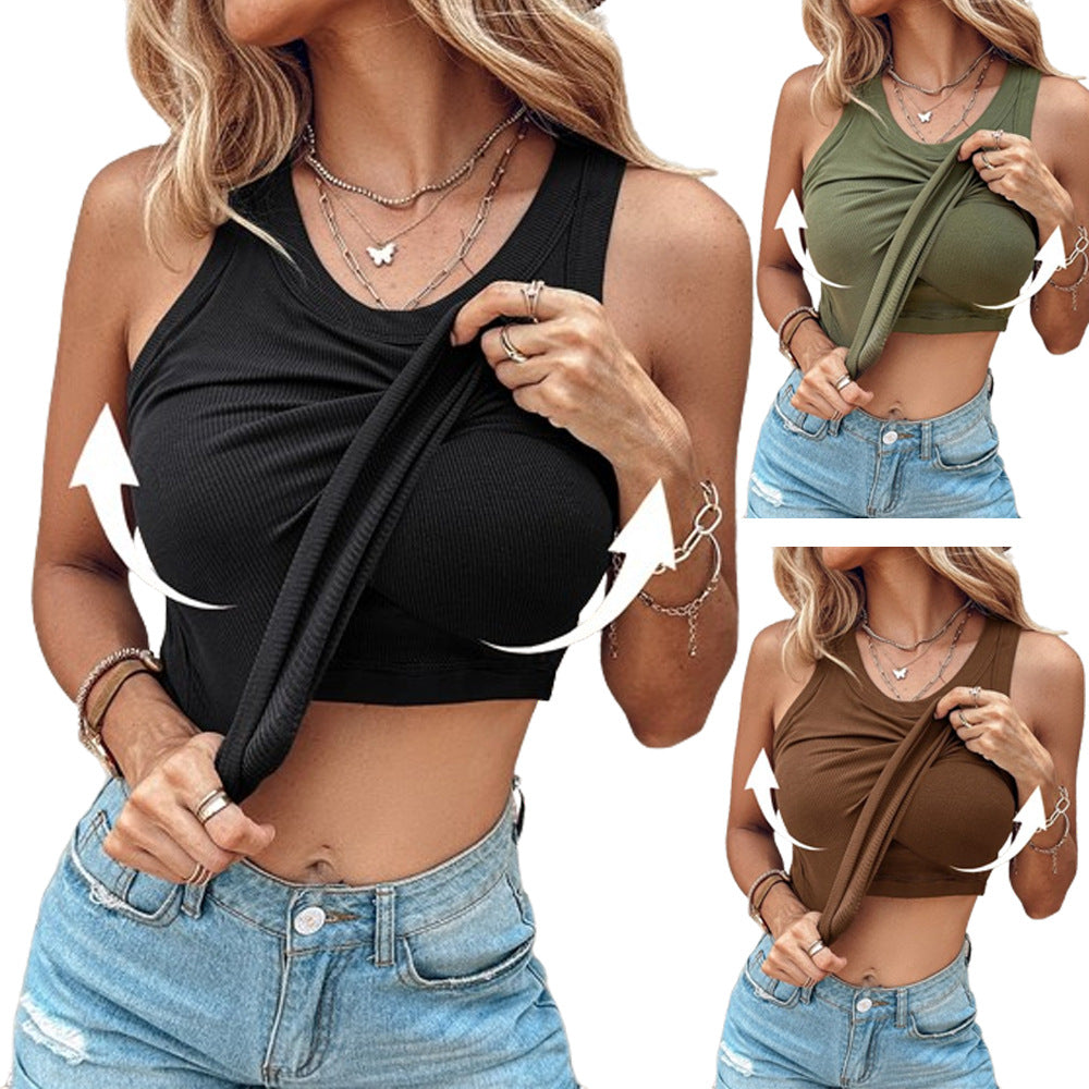 Womens Built-in Bra Cotton Tank Top
