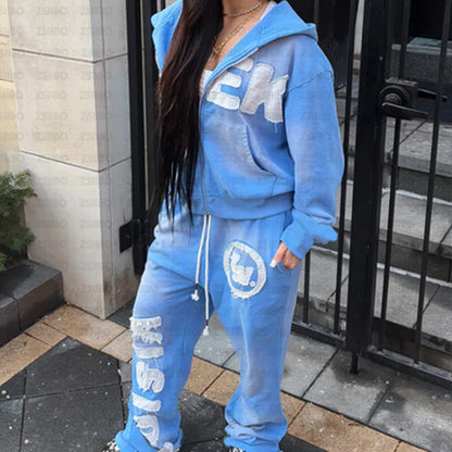 Retro Letter Digital Print Hooded Sweatshirts